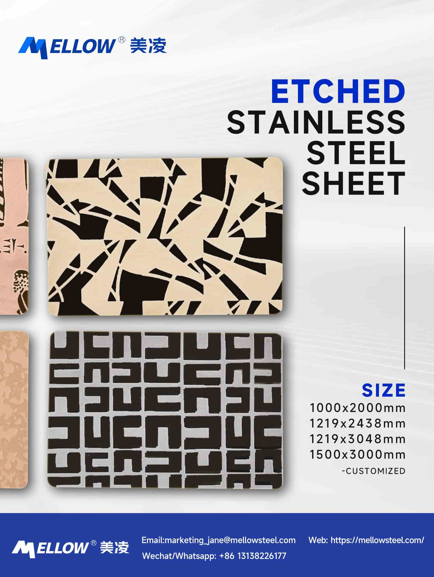 Architectural Geometric Etched Stainless Steel Sheet Decorative Metal Panels