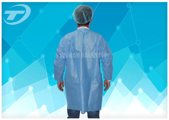 OEM SMS Disposable Visitor Coats Press Studs Or Fastening