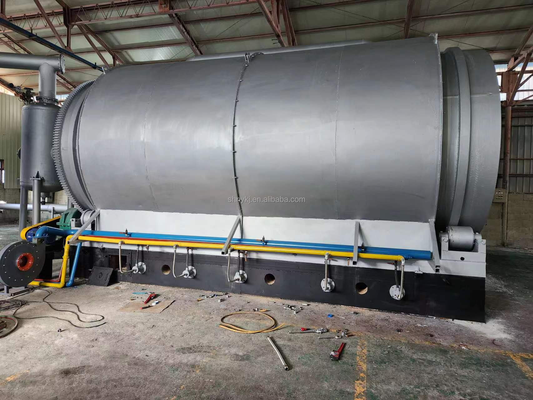Direct Heating Waste Tire Oil Pyrolysis Machine Recycling Line 38tons Weight