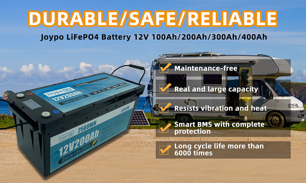 Large Capacity RV Lithium Battery 12V 200Ah Deep Cycle Battery Pack For Camper Trailer