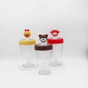 China Custom Logo BPA Free Tritan Wide Mouth Plastic Water Bottle With Cartoon Stopper wholesale
