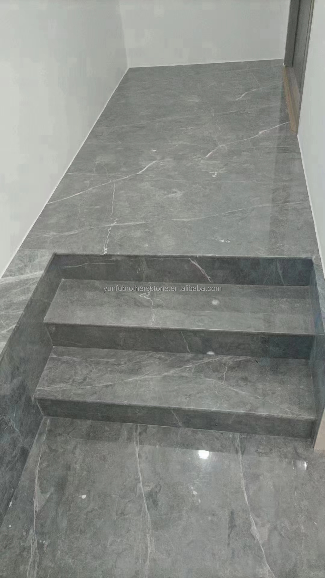 Modern Polished Beige Marble Stairs for Hotels and Villas Graphic Design Flooring