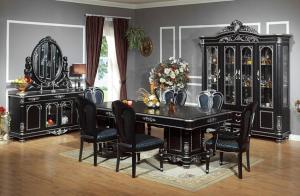 China Xinyu Bar Luxury Wood Dining Room Sets Wooden Carving Long Round Antique Table wholesale
