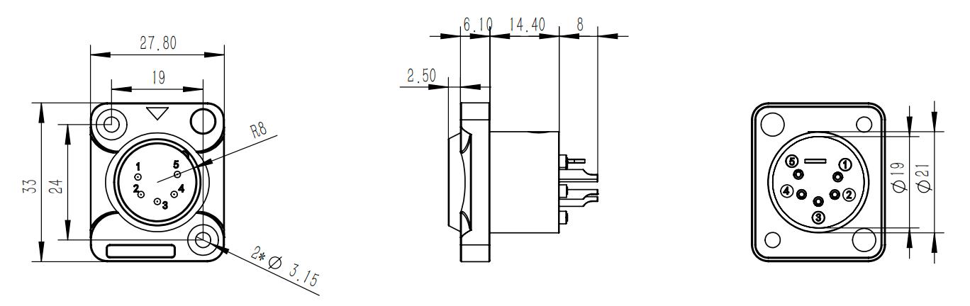 Audio XLR Connector Outdoor Waterproof 5 Pin Connector Male Socket