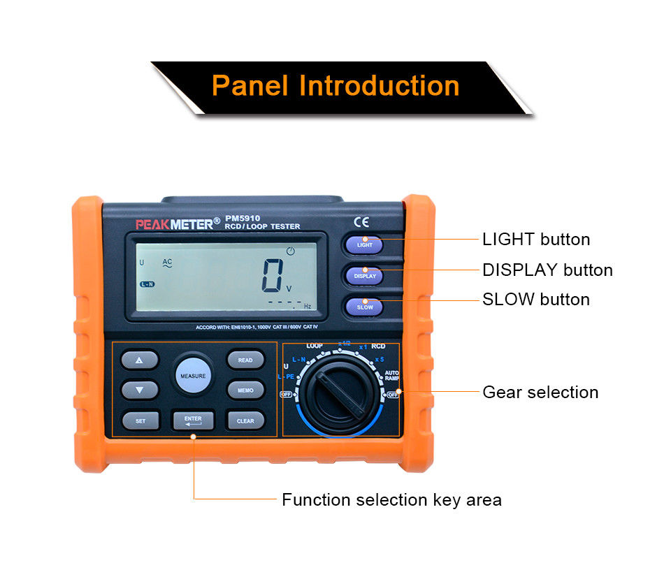 Auto / manual range RCD Loop Tester Digital Multimeter for GFCI Trip - out Current / Time