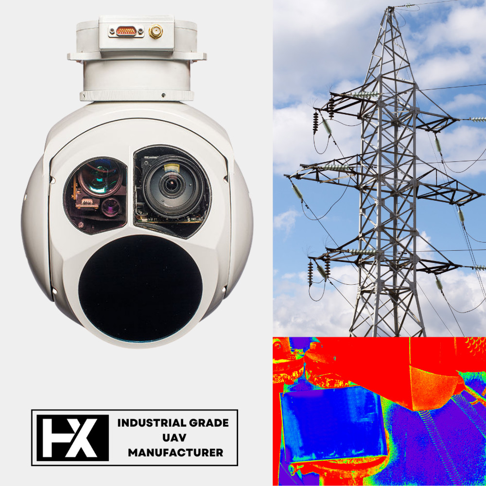 PTZ Drone Pod 2.8KG Drone Thermal Camera Gimbal 360° 2 Axis Gyro Stabilization ​640X512 HXTS02A