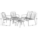 Villa AJUNION 4 Seater Metal Garden Furniture Balcony Patio Set Bistro Set Steel