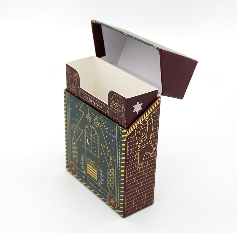 CMYK Christmas Paper Gift Box Finished Cosmetic Paper Packaging 70mm Length