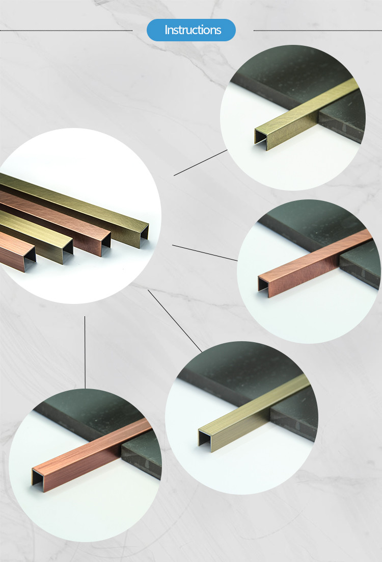 AISI 8K Stainless Steel U Profile L Shaped JIS Ceramic Tile Trim For Wall Decoration