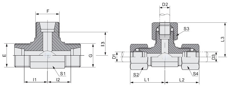 6000 Psi NPT Male Female Swagelok Bite Type Tube Fittings Equal Tee AC/Ad