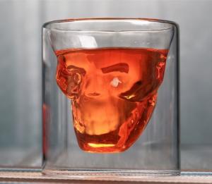 China Skull Shaped Double Wall 2.5oz Old Fashioned Whiskey Tumbler wholesale