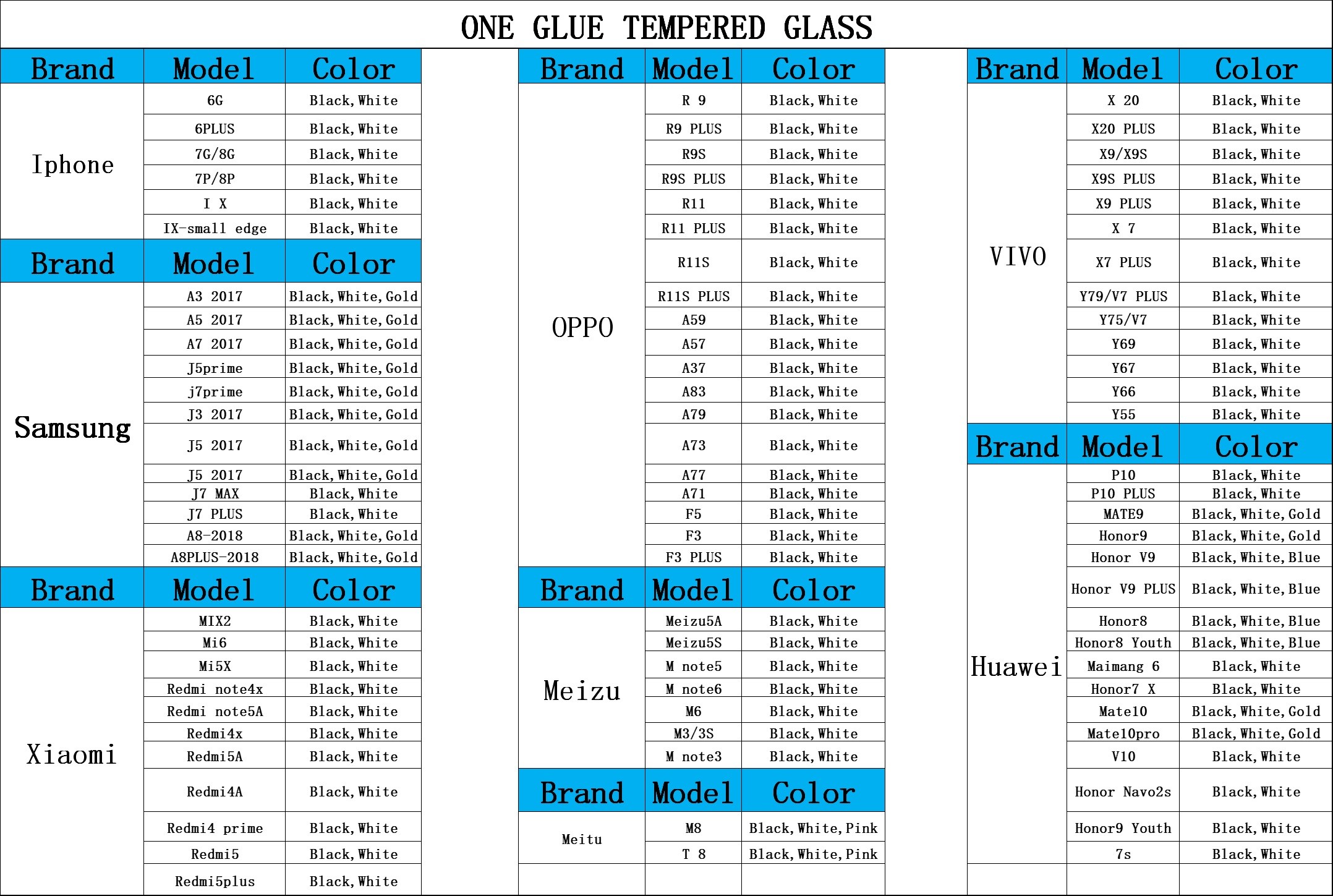 Color Black and White Full Glue Tempered glass phone film for Samsung S9 S8 PLUS NOTE9 A8 2018 A8 2018 PLUS J7 MAX J5