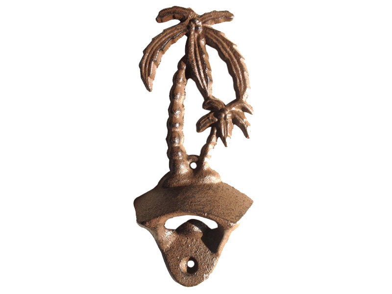 Cool Innovative Cast Iron Folk Art Coconut Tree Hawaii Bar Decoration Wall-mounted Unique Beer Bottle Opener