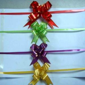 China 12mm mini glod thread plastic small pull bows for jewelry packing wholesale