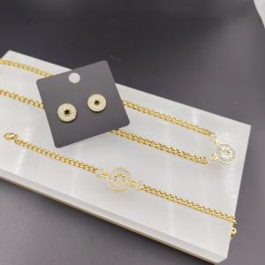China New Arrival Trendy Lines Newest Gold Color Stainless Steel Earring ,Necklace , Bracelet Sets For Lady wholesale
