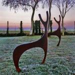 Contemporary Design Rusty Metal Garden Ornaments Corten Steel Deer Sculpture