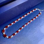 Luxury Bridal Pink / Green Gemstone Necklace Chain For Wedding And Gift