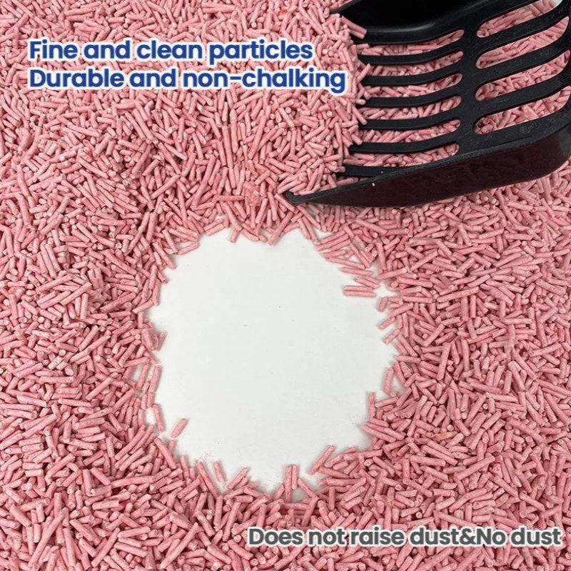 Natural Plant Biodegradable Peach Cat Litter Stripe Shape Multi Flavor Fast Clumping