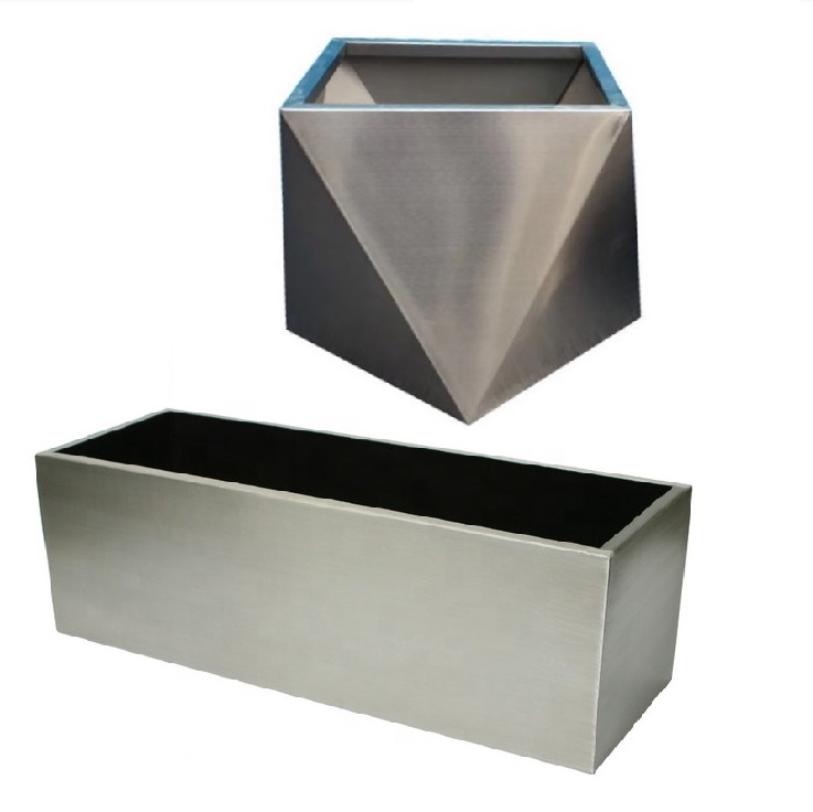 Public decorative octagonal shiny flower pot steel planter