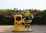 Outdoor Park Dustbin Fiberglass Animal Statues Bee Statue Customized Style
