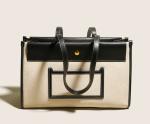 Hasp Oversized Leather Tote Bag Square Lychee Handbags