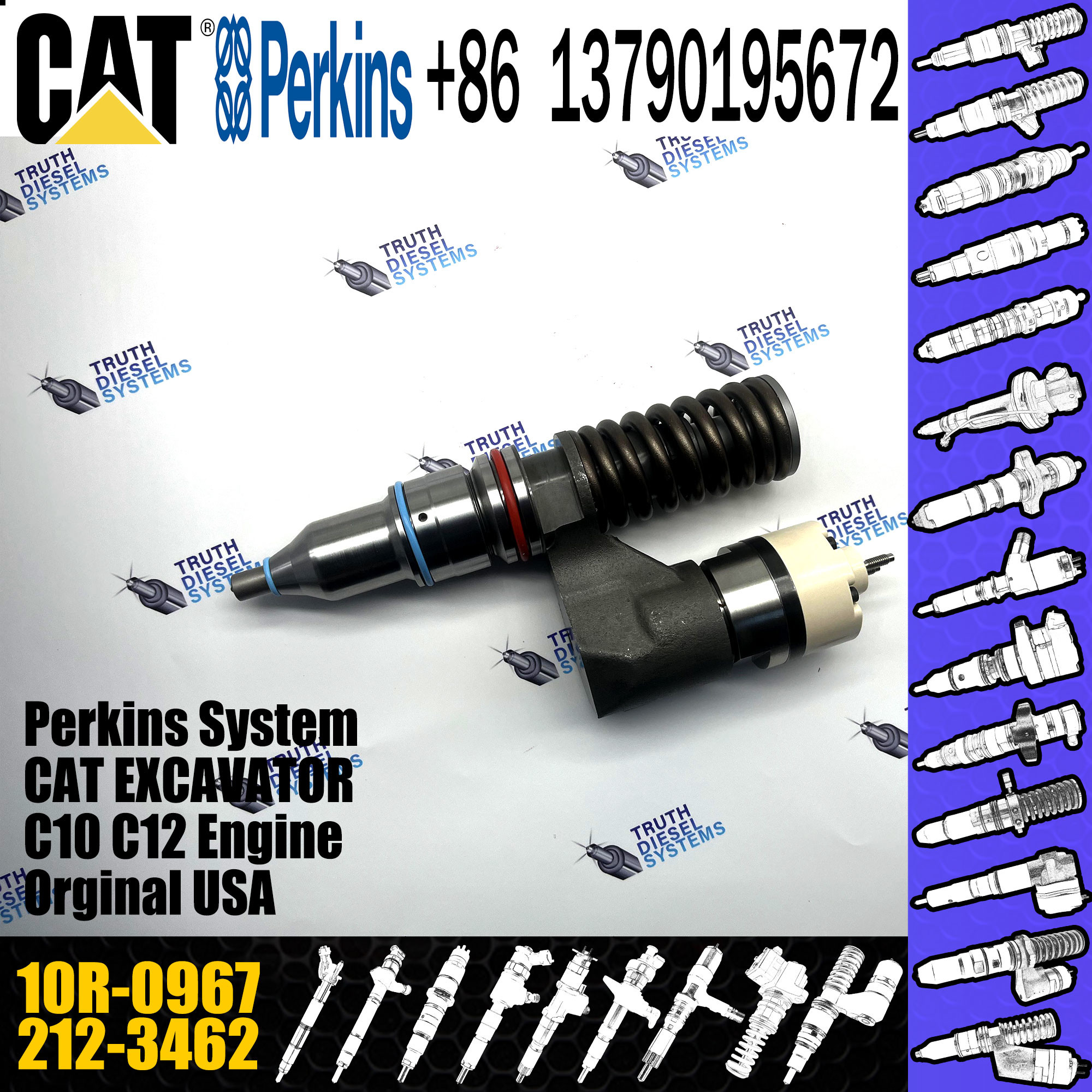 Superior quality common Rail Fuel Injector 212-3462 10R-0967 for Cat c10 Engine Injector