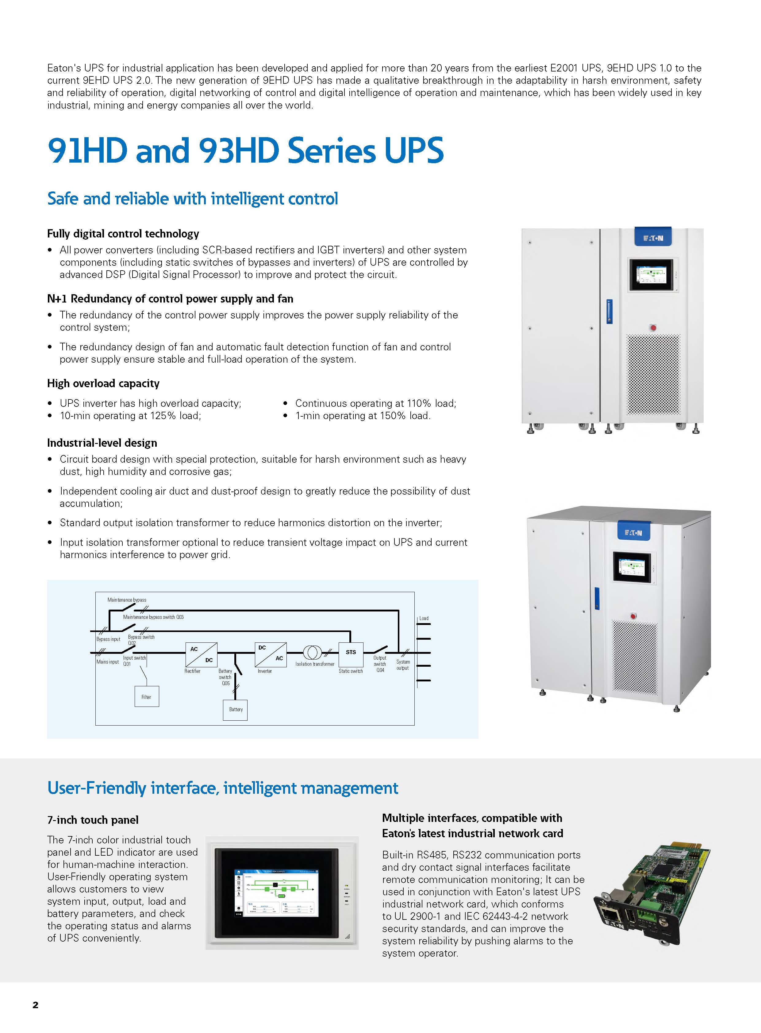 Eaton 9EHD-33 20KVA 30KVA 40KVA 60KVA 80KVA 3 Phase Tower UPS Electric Energy 20000 Wh