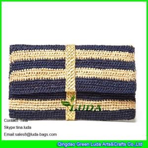 China LUDA Metallic Braid Clutch striped raffia handbag women straw clutch bag wholesale