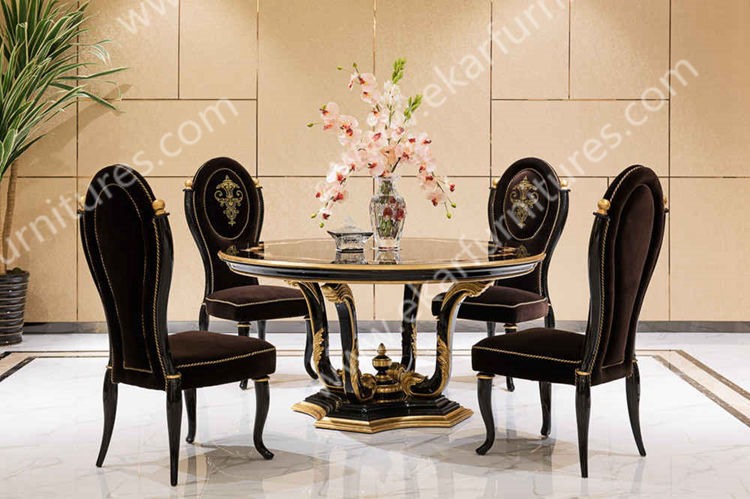 Alibaba wholesale Chinese Antique Luxury Round Wooden Dining Table TN-005