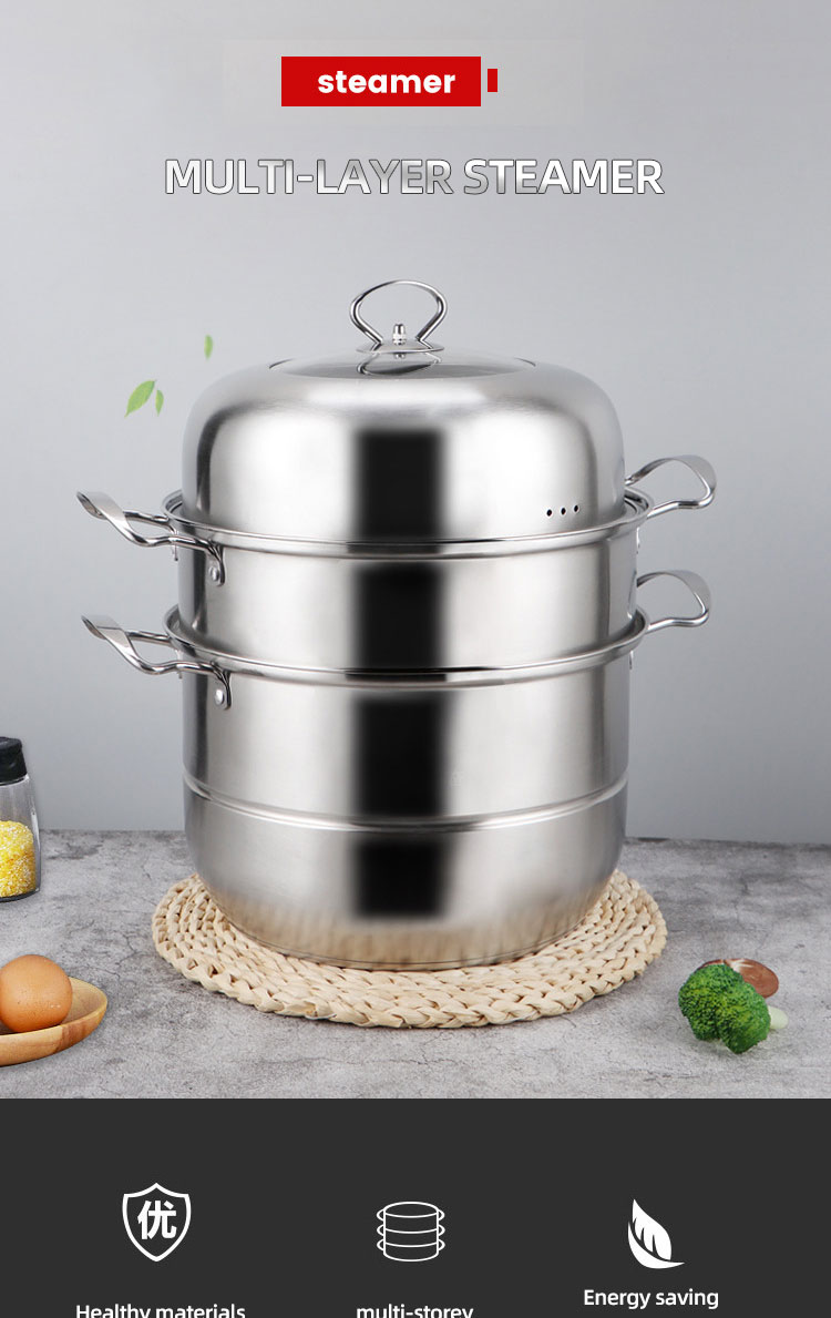 Multi-Layer 28cm Kitchen Pots Cookware Stainless Steel Cooking Pot 3 Layer Food Steamer Pot