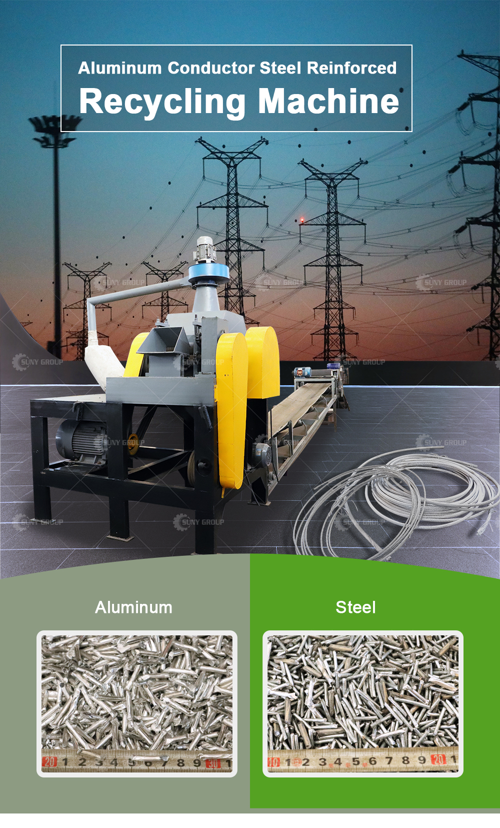 Aluminum Conductor Steel Reinforced Cable Recycling Machine Separator 2000*1800*2450