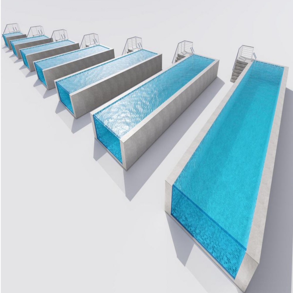 Jade Inlaid Marble Surface Material Swimming Pool With Acrylic Window For Easy Install