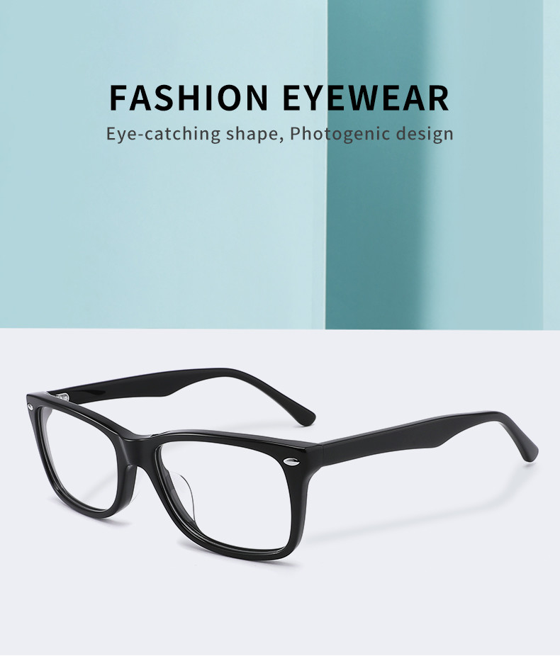 Square Non Prescription Acetate Frame Glasses Clear Lenses For Men Women