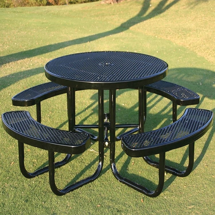 Factory Outlet Best Selling Picnic Table Park Round Metal Picnic Table Bench Commercial Dinning Table