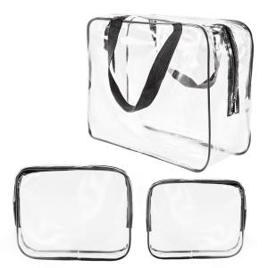 China Waterproof Unisex 3pcs Clear Vinyl PVC Makeup Pouch wholesale