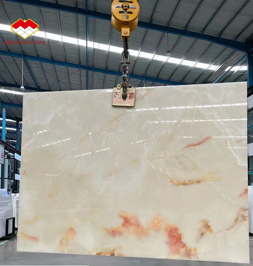 Brothers Stone White Onyx Steps Marble Stone Staircase for Indoor Onyx Marble Stairs