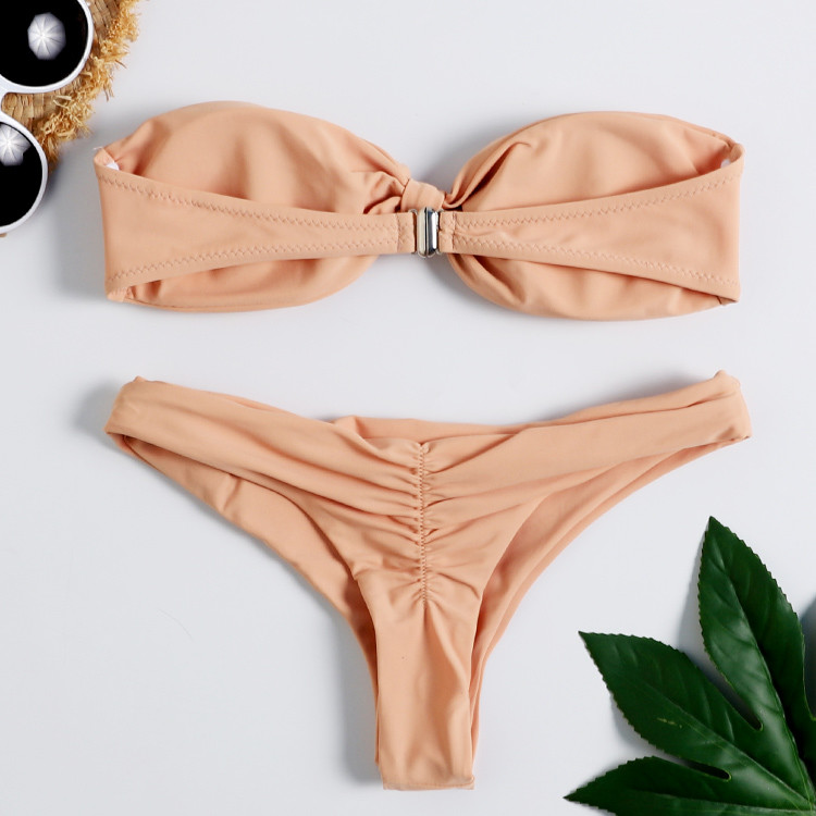 Tiered Layer Tie a Knot Front Top With Low waist Bikini swimsuit high cut