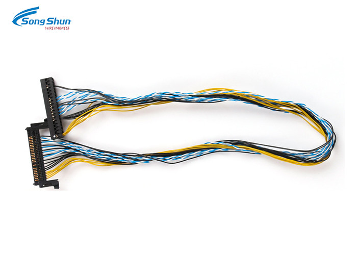 LCD Display LVDS Cable Assembly Flat Television Set Customized Length 28AWG