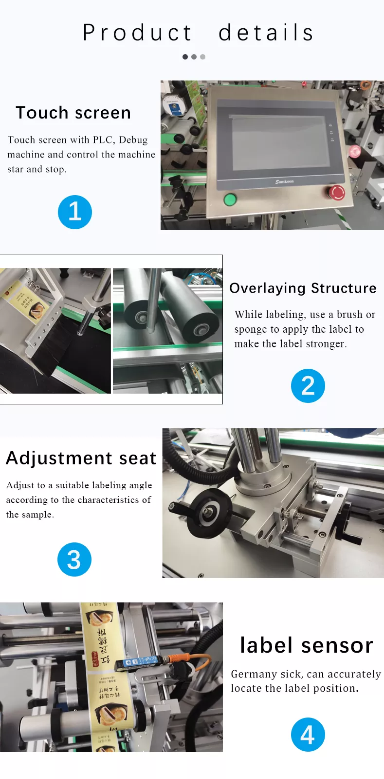 FK814 Auto Top Bottom Flat Surface Labeling Machine For Pouch Bag Sachet Box Case Jar 2 Si Tolerance ±1mm