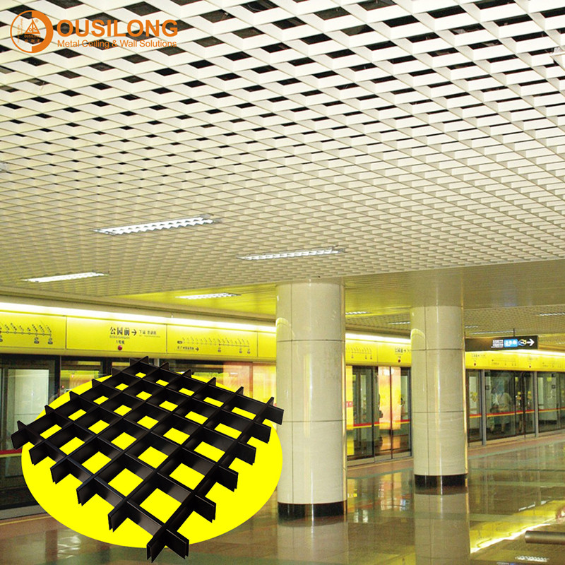 Rustproof Aluminum Suspended Open Grid Ceiling / Aluminium Grille Ceiling Panel for Shopping Mall