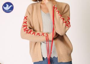 China Spring / Autumn Womens Long Sleeve Cardigan Sweater Ribs Knitting wholesale
