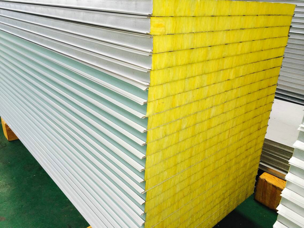 Steel 50mm 75mm Fiber Glass Wool Sandwich Panel