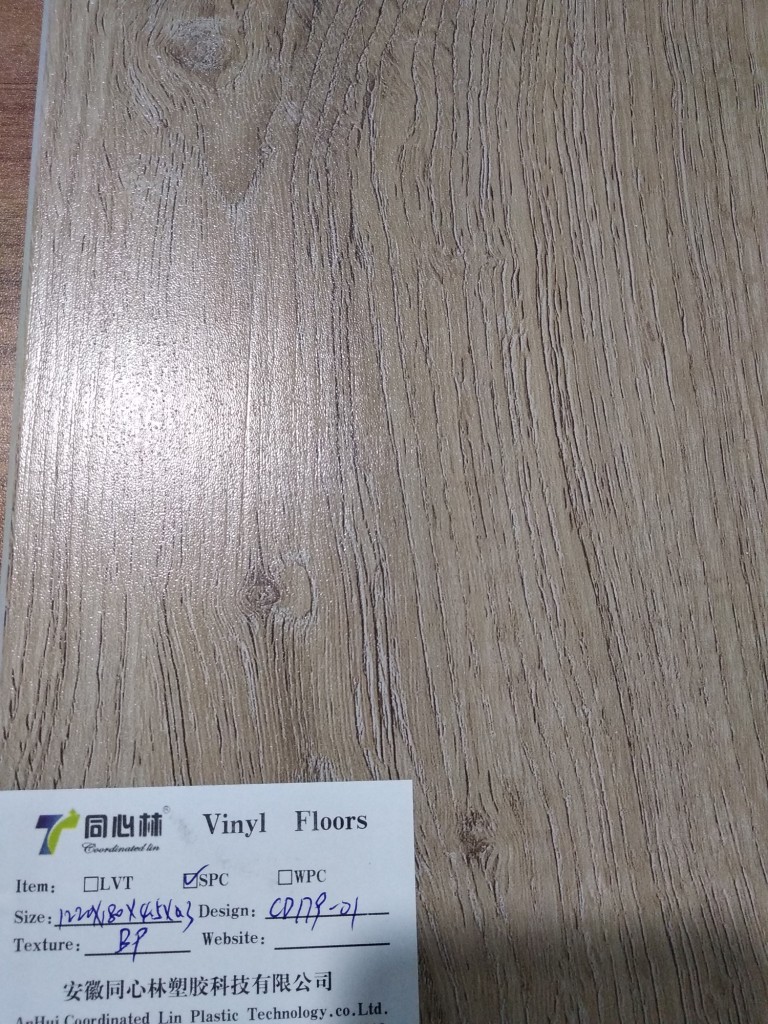 Fireproof SPC Vinyl Flooring Coordinated Lin , Wood Look Vinyl Flooring