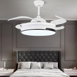 China Metal LED Ceiling Light With Fan Acrylic Retractable Blades wholesale
