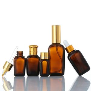 China Cube 30ml / 100ml Square Glass Bottles Containers For Travel Wear Resisitant wholesale