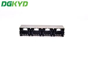 China 180 Degree 1X4 RJ45 Ethernet Connector With LED wholesale