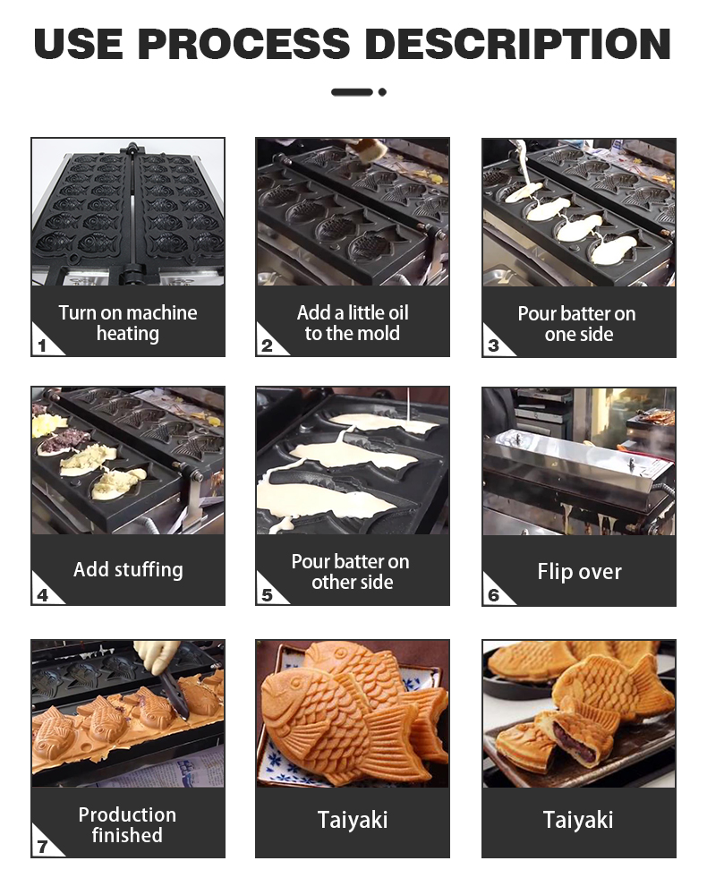 Lpg Type Taiyaki Fish Machine 14 pcs Mini Fish Waffle Maker for Item Number AO-1104R