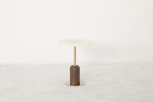 China Natural Marble Top Round End Table Stainless Steel Base wholesale