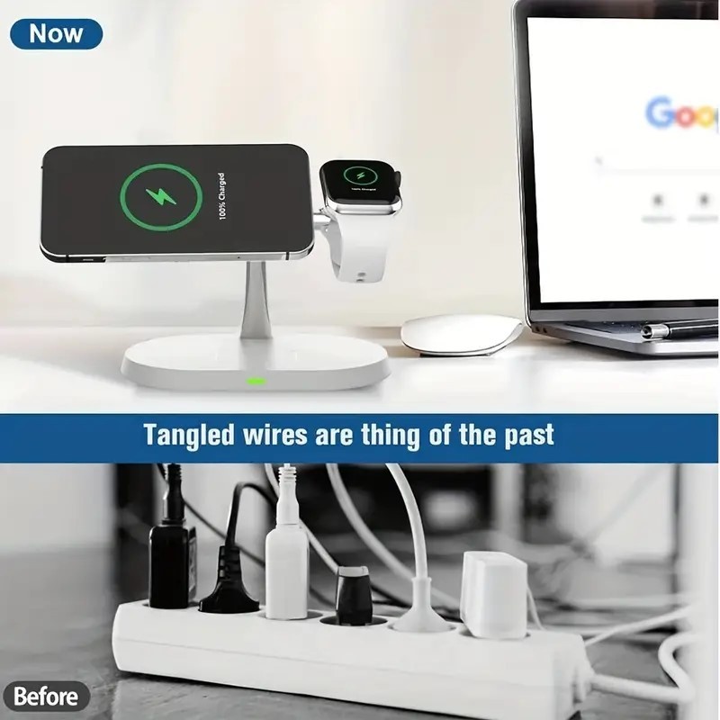Magnetic 3-in-1 Wireless Charging Station For Qi Phone Airpod & IWatch