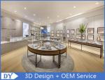 Metal Round Shape Veneer Store Jewelry Display Cases / Retail Glass Display